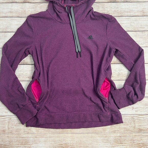 Adidas Women's Purple Pink Hoodie Medium Pullover Sweatshirt Athletic Workout - Picture 3 of 12